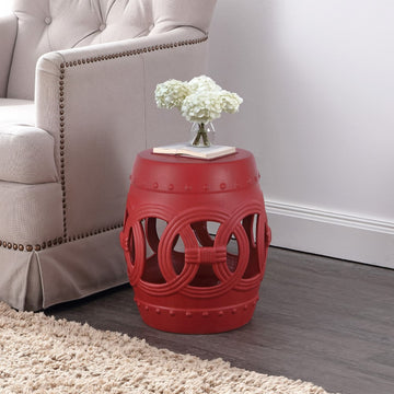 Lucky Coins 16" Chinese Ceramic Drum Garden Stool - JONATHAN Y
